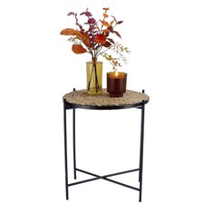 Mesa de centro lateral de metal de diseño de ratán con tapa extraíble para sala de estar Jardín Side Mesa price