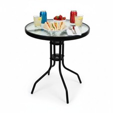 MESA DE PATIO SUPERIOR DE VIDRIO TEMPLADO MARCO DE METAL PATAS JARDÍN EXTERIOR INTERIOR BISTRO Jardín Side Mesa price