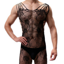 Calcetines de Cuerpo Hombre con Encaje de Fishnet Floral Negro Sexy Briefs de hombre price