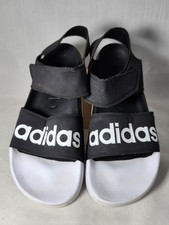 Adidas Para Hombre Adillette Sandalias Zapatillas Slides 11 Negro Blanco PYS-702002 EN MUY BUENA CONDICIÓN Slippers y Sandals de hombre price