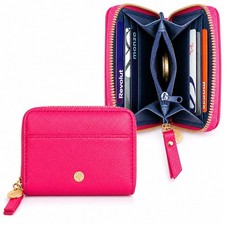 Cartera pequeña RFID con cremallera alrededor tarjetero billetera con bolsillo para monedas, suave PU Card Soporte de mujer price