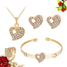4 Piezas Collares Corazón para Mujer Joyería Pendientes Día de San Valentín Pendientes Pendientes de oro price