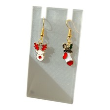Pendientes colgantes de Navidad reno y medias vacaciones tono dorado Pendientes de oro price