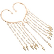 Pendientes colgantes de cadena para mujer con puño de oreja sin piercing Pendientes de oro price