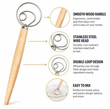 Batidor de masa danés de acero inoxidable anillo mezclador de mano para pan pizza masa pastelera Dough Mixer price