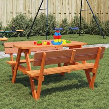 Mesa de Picnic para 4 Niños Agujero para Sombrilla de Jardín Madera Abeto vidaXL De Exterior y Jardín Juguetes price