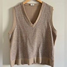 Chaleco Suéter Tejido Marrón Años 70 De Colección L-XL Manchado Cuello en V Abuelo Núcleo Jersey y Cárdigan y Knitwear de hombre price