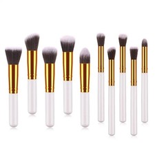 Juego de 10 brochas de maquillaje Kabuki base sombra de ojos rubor polvo brochas faciales kit Neceser de maquillaje price
