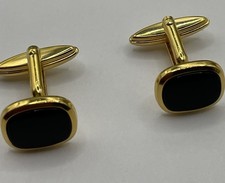 Gemelos, tono dorado, frente negro, parte posterior de bala rectangular, excelente estado, Cufflinks price