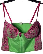 Sujetador corsé de encaje verde rosa Biatta íntimo talla 36C lencería Y2K años 2000 Corset price
