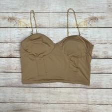 Top Corto Julia Love By J Bronceado Desnudo Bustier XL Cadena Dorada Correas Estilo Corsé Corset price