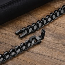 Pulsera de eslabones cubanos de 8 mm para hombre negra mate cadena de bordillo de acero inoxidable 8,5 pulgadas regalo Steel Bracelet price