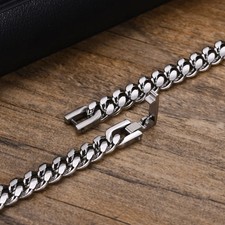 Brazalete de cadena de eslabones cubanos para hombre de 12 mm plateado acero inoxidable pulido 8,5 pulgadas regalo Steel Bracelet price