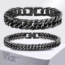 Brazalete de eslabones cubanos pesados para hombre 12 mm plateado acero inoxidable grueso punk 8,5 pulgadas Steel Bracelet price