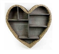 Estante colgante de pared rústico con forma de corazón de madera de mimbre unidad de exhibición almacenamiento de cocina Habitación de bebé muebles price