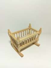 Cuna para casa de muñecas para mueble mecedora de madera sin terminar para vivero escala 1:12 Habitación de bebé muebles price