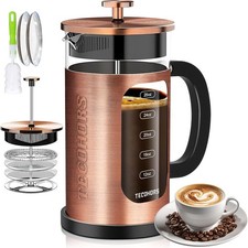 Cafetera prensa francesa de vidrio de acero inoxidable 34 oz cafetera grande de cobre French Press price