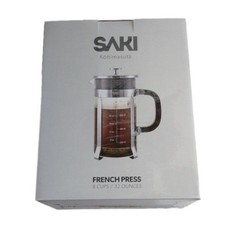 SAKI Kohimasuta Cafetera Prensa Francesa Vidrio Cromo 8 Tazas, Juego de 10 Piezas French Press price