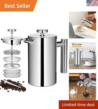 Cafetera prensa francesa grande de acero inoxidable 50 OZ 1500 ml, insertos de doble pared... French Press price