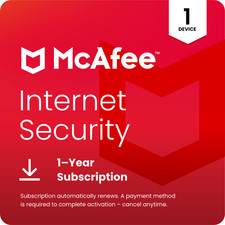 McAfee Internet Security Antivirus 2026 1 Dispositivos 1 Año Clave - 5 Minutos por Email Security Devices price