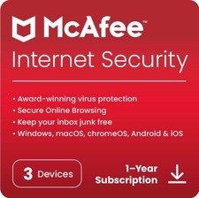 McAfee Internet Security Antivirus 2026 3 dispositivos clave de 1 año - el mismo día por correo electrónico Security Devices price