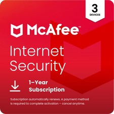 McAfee Internet Security Antivirus 2026 3 dispositivos 1 año renovación automática - digital Security Devices price