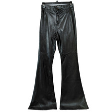 Pantalones acampanados de cuero sintético Vibrant Miu para mujer 9/28 Bell Bottoms negros tiro alto Pantalones de mujer price