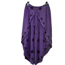 Pantalones harén bordados pierna dividida The OM Collection púrpura para mujer talla libre Pantalones de mujer price