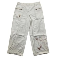 Pantalones cargo recortados de pierna ancha bordados cachemira J Jill beige para mujer 10 Pantalones de mujer price
