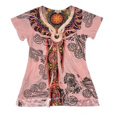 Top túnica One World talla mediana rosa cachemira sublimación India espiritual Tunic price