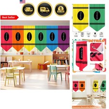 Coloridas cortinas de aula arco iris crayón decoración de regreso a la escuela 6 piezas Habitación de bebé cortina price