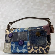 Bolso de Mano Coach Azul Marino Denim Patchwork Floral Accesorios Japón 075556 Men''s Handbag price
