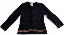 Cárdigan negro súper suave Talbots Kids con estampado animal y ribete a cuadros talla 4 Jersey y Cárdigan y Knitwear de niño price