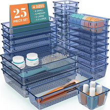 Juego organizador de cajones de plástico de 25 piezas, organizadores divisores de cajones de escritorio de 4 tamaños y Oficina Set price