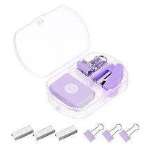 Juego de grapadoras accesorios de oficina de escritorio con 400 grapas 3 clips de carpeta púrpura Oficina Set price