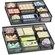 Pack de 2 organizadores de cajones de escritorio, bandeja organizadora de cajones de malla con 8 co... Oficina Set price