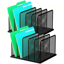 Organizador de archivos de escritorio de malla vertical - Clasificador de escritorio de 5 secciones, paquete de 2 para oficina y Oficina Set price