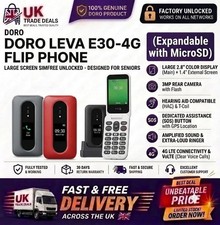Teléfono Abatible Doro Leva E30-4G para Ancianos - Personas Mayores Pantalla Grande Sim Libre Desbloqueado Teléfonos móviles price