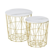 HOMCOM Juego de 2 Mesas Anidadoras Mesas Laterales con Cesta Tapa Extraíble, Blanco Nesting Mesas price