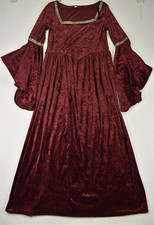 Maxi Vestido Subterranea Gótico Renacimiento Granate Terciopelo Aplastado Manga Campana S/M Modest Ropa price