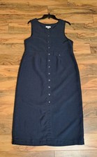 Maxi Vestido Jersey Christopher & Banks Mujer Botón Completo Frontal Talla M Azul Marino Modesto Modest Ropa price