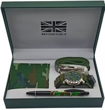 Conjunto de Regalo Camuflaje Para Hombres Ejército Militar Fuerza Británica Reloj Billetera Pluma y Cinturón Reino Unido Reloj, Cinturón y Cartera Sets de hombre price