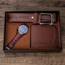 Juego de regalo billetera 3 en 1 en caja para hombre. Reloj, cartera, cinturón. Gran regalo para hombre Reloj, Cinturón y Cartera Sets de hombre price