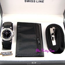 Reloj, cinturón y billetera de diseñador negro plateado para hombre y caballero conjunto de regalo en caja día del padre Reloj, Cinturón y Cartera Sets de hombre price
