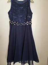 VESTIDO DE FIESTA NIÑA AZUL MARINO CON CUENTAS/LENTEJUELAS, EDAD 7-8 AÑOS Vestido de niña price