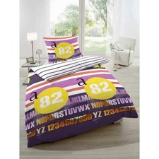Ropa de cama reversible Renforcé rayas letras 100% algodón cremallera Edredón price
