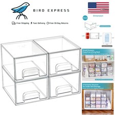 Paquete de 4 cajones de almacenamiento de acrílico apilables transparentes para tocador de baño cocina Cómoda/ Vanity Mesa price