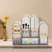 Organizador de maquillaje de encimera gris organizador de maquillaje organizador multifunción Cómoda/ Vanity Mesa price