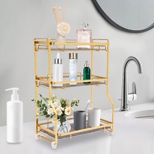 Organizador de encimera de baño dorado de 3 niveles con cesta de almacenamiento Cómoda/ Vanity Mesa price