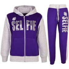 Niños Chándal Niña de Diseñado # Selfie Violeta & Gris Top & Fondo Jogging Chándal de niña price